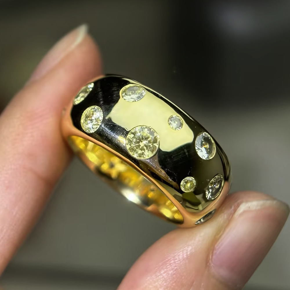 Pave Yellow Sapphire Bubble Dome Band Ring