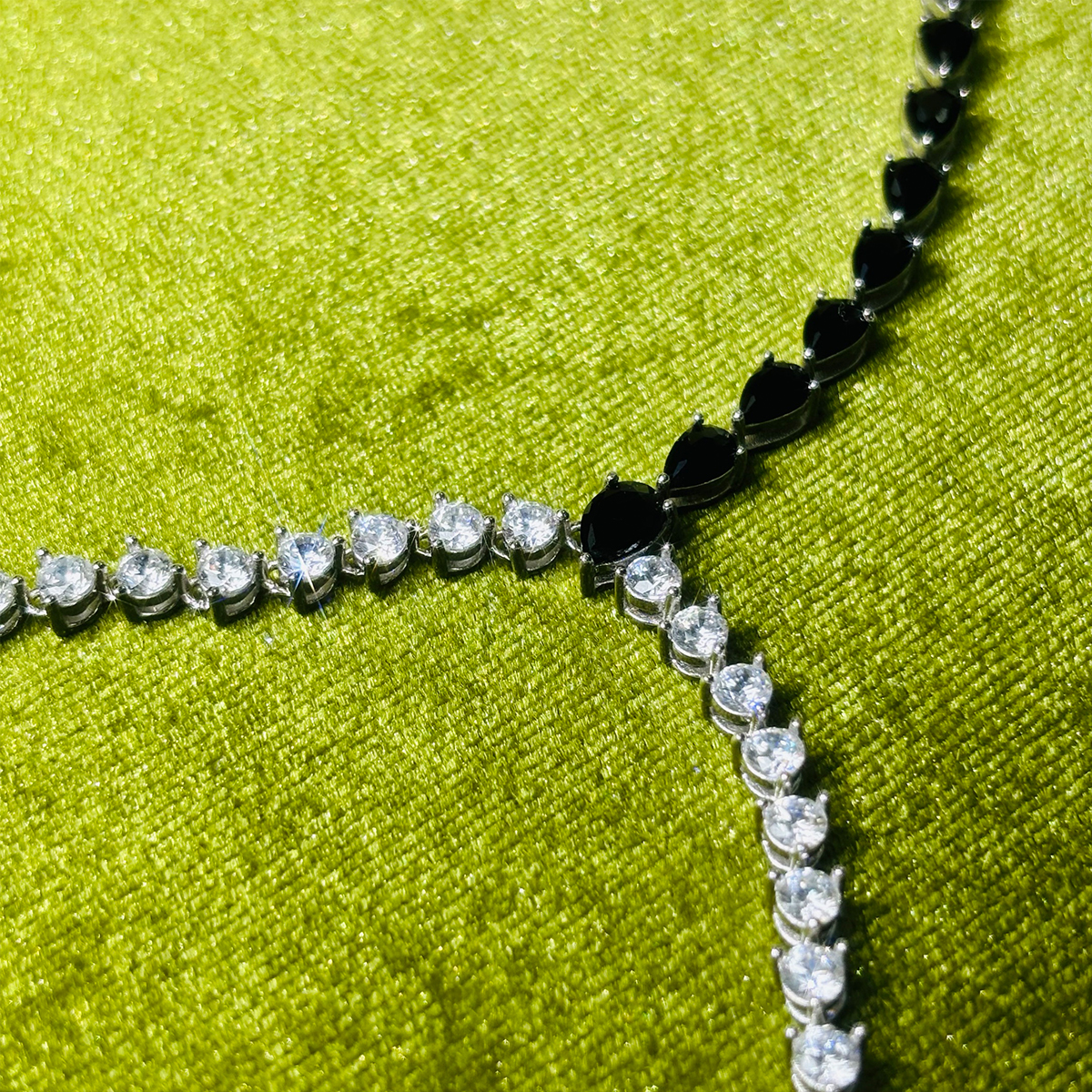 Two Tone Y-Necklace with Pear Cut Gemstones (5 Color Options)