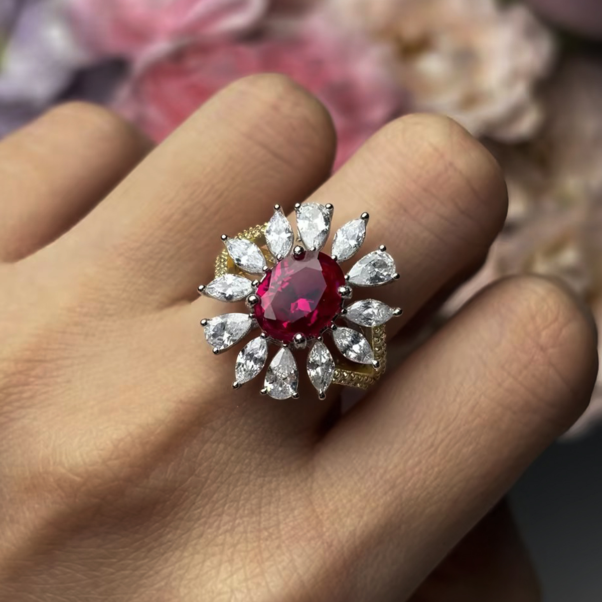 Original Design - 1.5ct Oval Cut Ruby Sapphire Engagement Ring