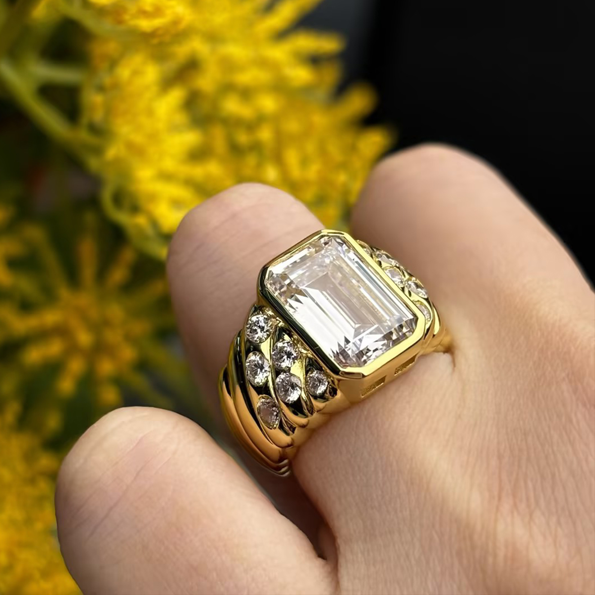 Original Design - 4ct Emerald Cut White Sapphire Engagement Ring
