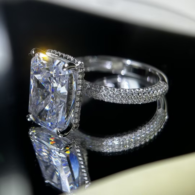 7ct Under Halo Radiant Cut Diamond Engagement Ring