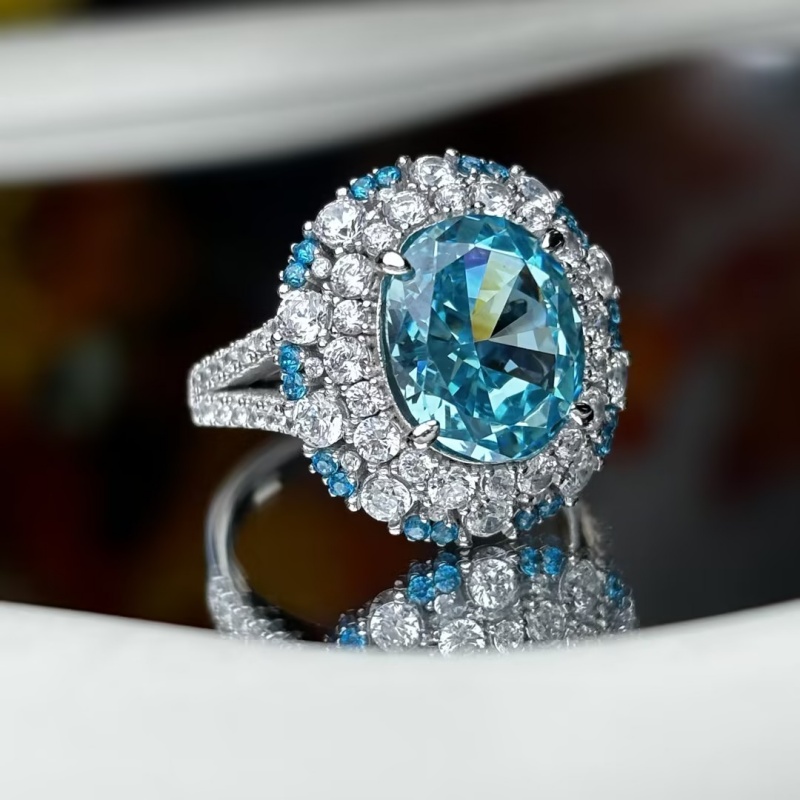 Paraiba Tourmaline & White Sapphire Double Halo Ring