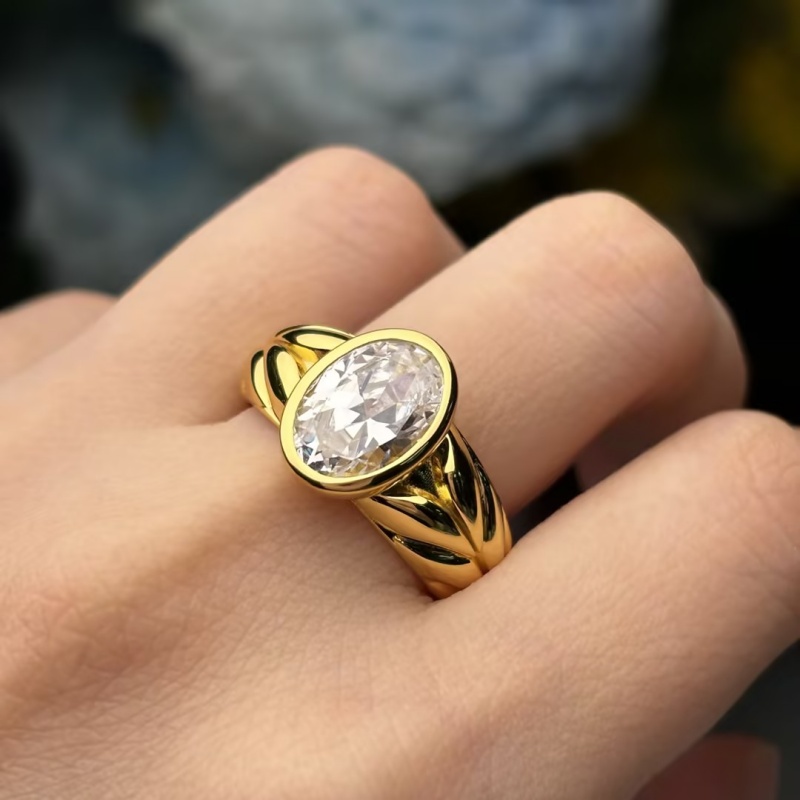 Original Design - 2ct Oval Cut White Moissanite Engagement Ring