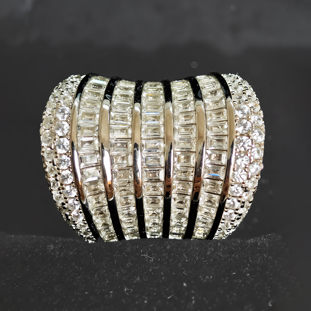 11.5ct Baguette&Round Cut Diamond Wide Band Ring