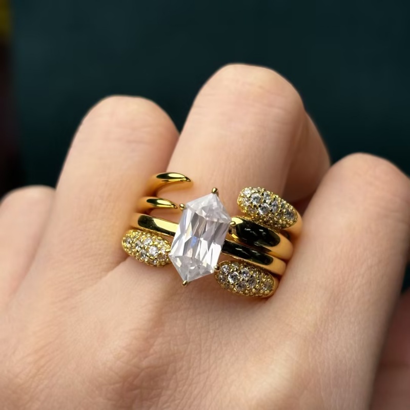 Fashion 3.75ct Dutch Marquise Cut White Sapphire Stacking Wedding Set / 4pcs