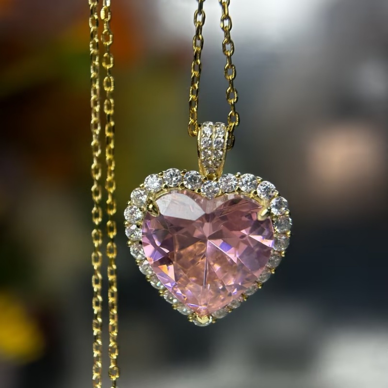 8ct Heart Cut Pink Sapphire Necklace