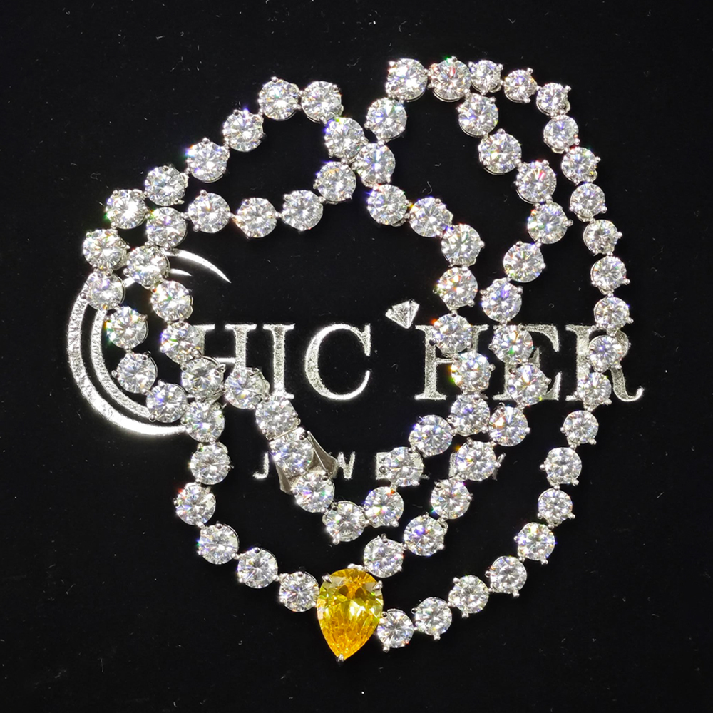 Fashion Round Cut White Sapphire Statement Necklace