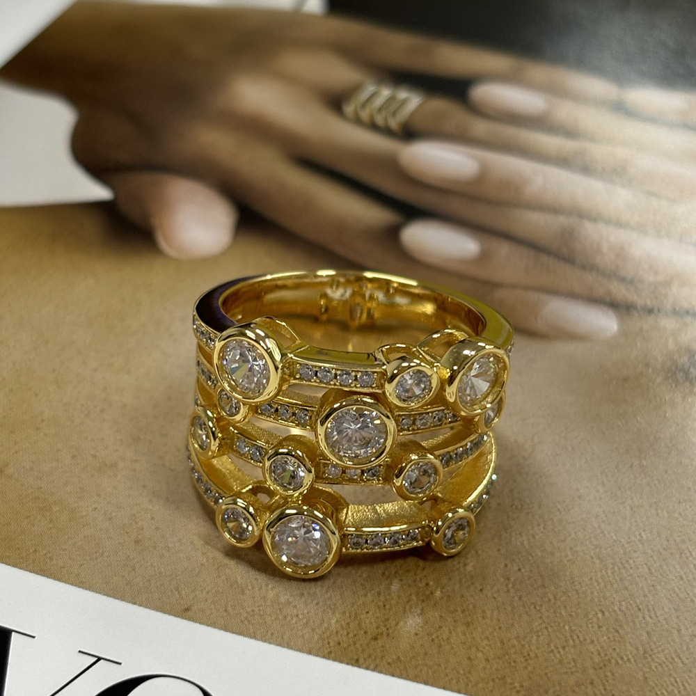 Multi Row 6.25ct Round Cut White Sapphire Wedding Band