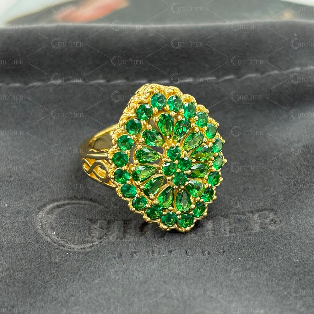 7.25ct Pear Cut Green Sapphire Ring