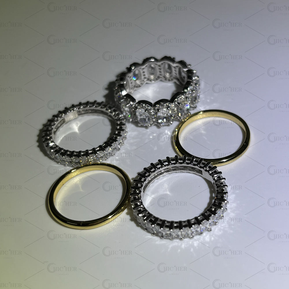 8.75ct Cushion Cut White Sapphire Stacking Ring Set/ 5pcs