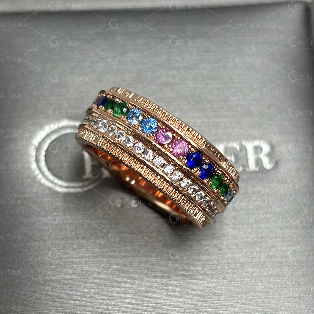 Channel Setting 1.68ct Rainbow Sapphire Wedding Band