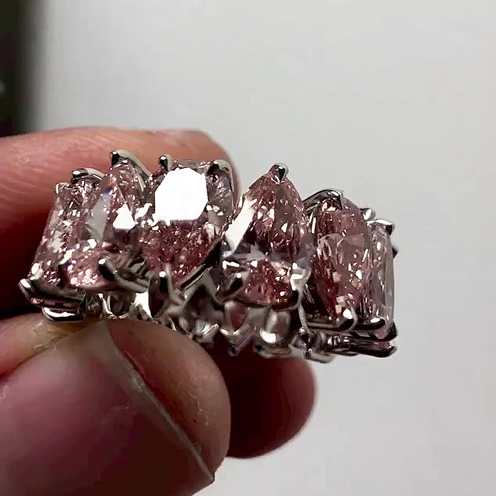 6.25ct Pear Cut Pink Sapphire Eternity Ring