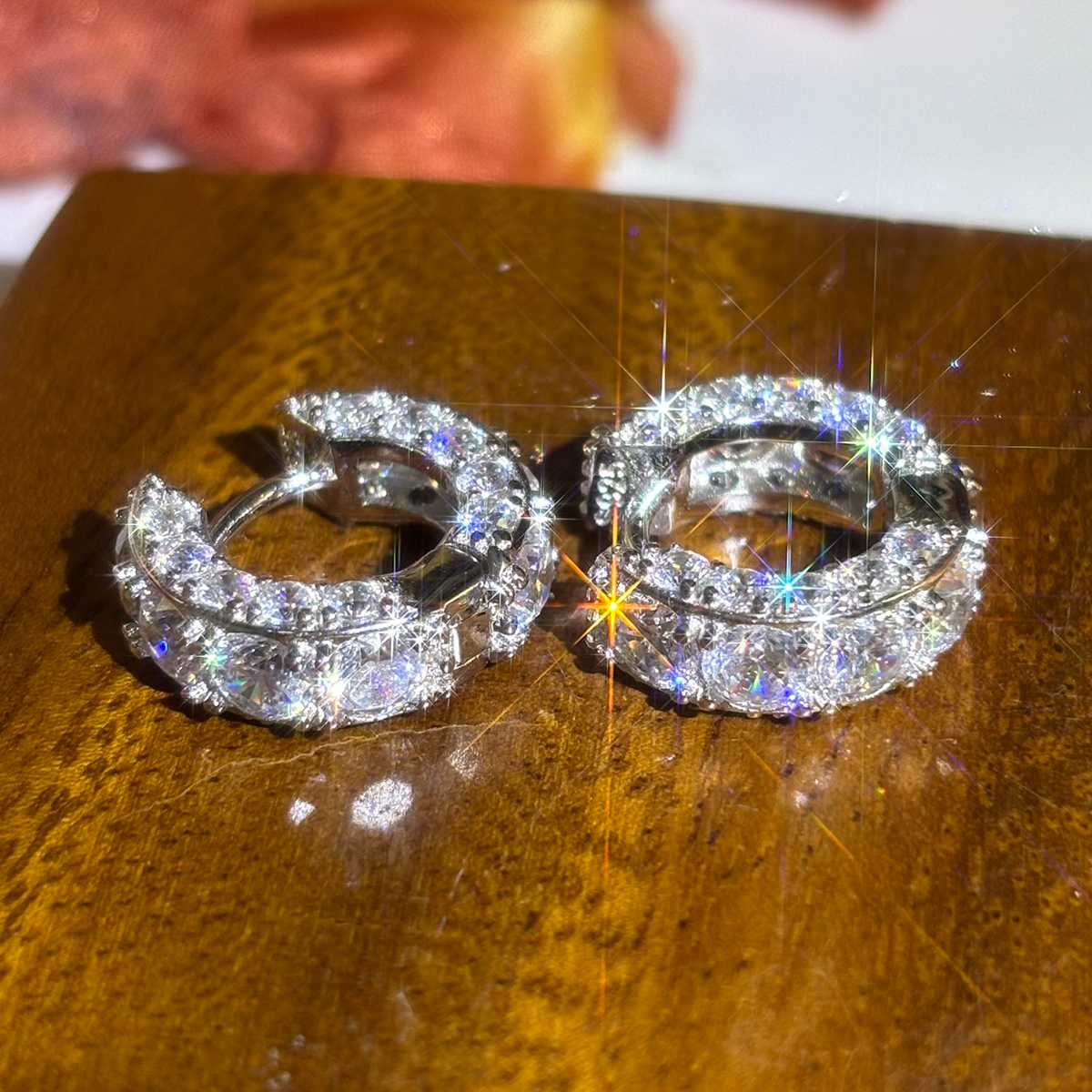 Fashion Round Cut White Sapphire Hoop Earrings