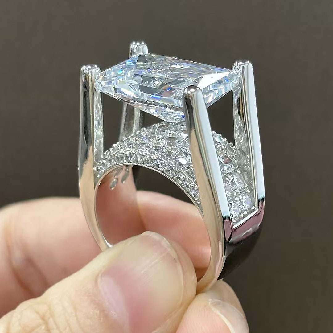4ct East-west Design Radiant Cut White Sapphire Ring