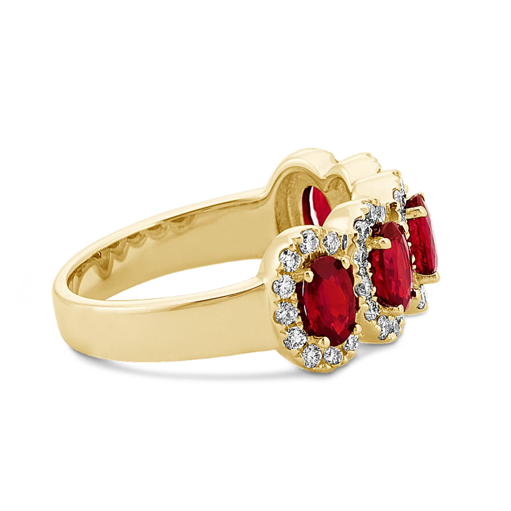 6.25ct Five -stone Halo Oval Cut Ruby Sapphire Eternity Ring