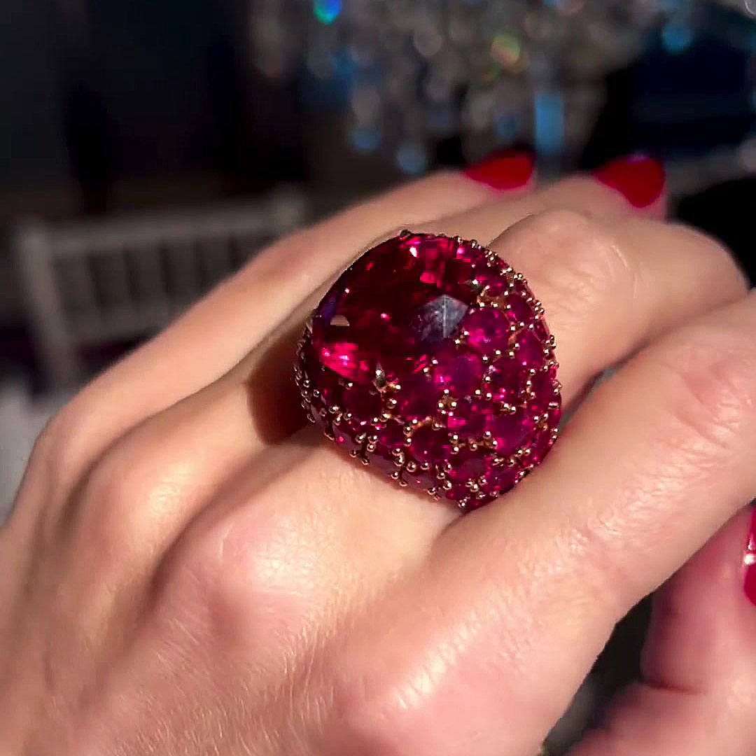 7.85ct Oval Cut Ruby Sapphire Cocktail Ring