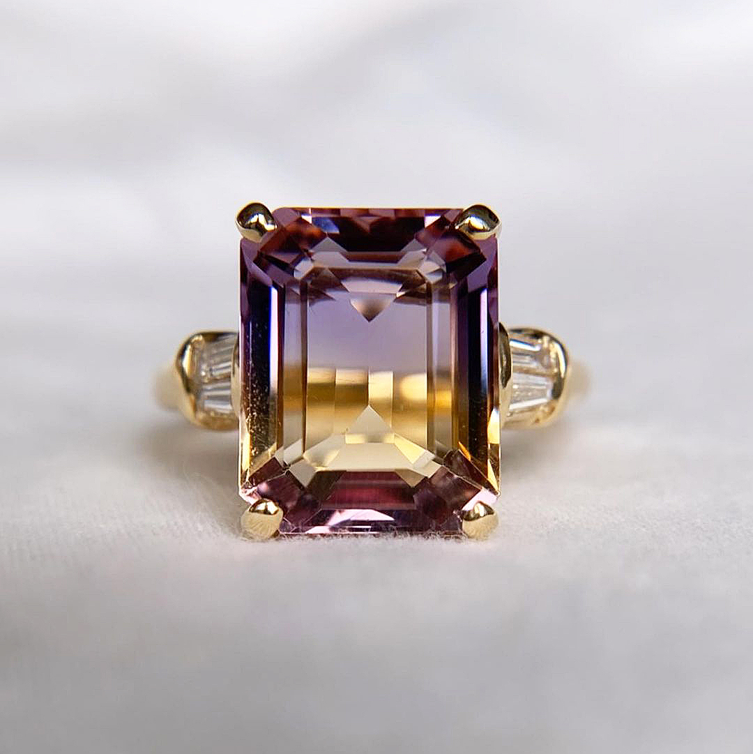6ct Emerald Cut Watermelon Tourmaline Sapphire Engagement Ring
