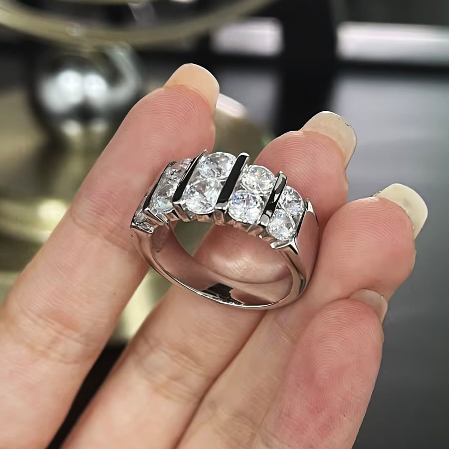 6.25ct Round Cut White Sapphire Half Eternity Ring