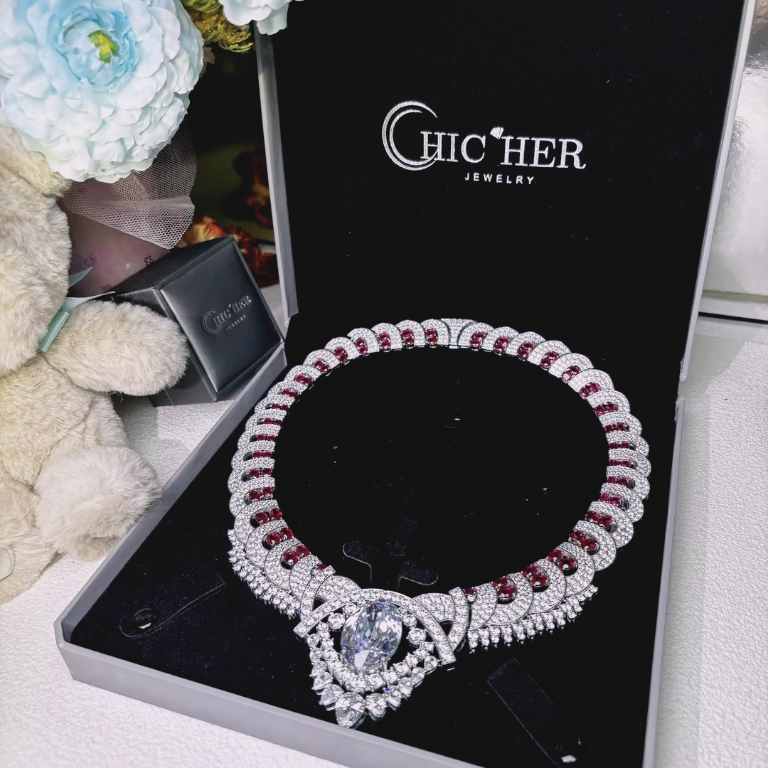 Original Design - Ruby & White Sapphire Necklace