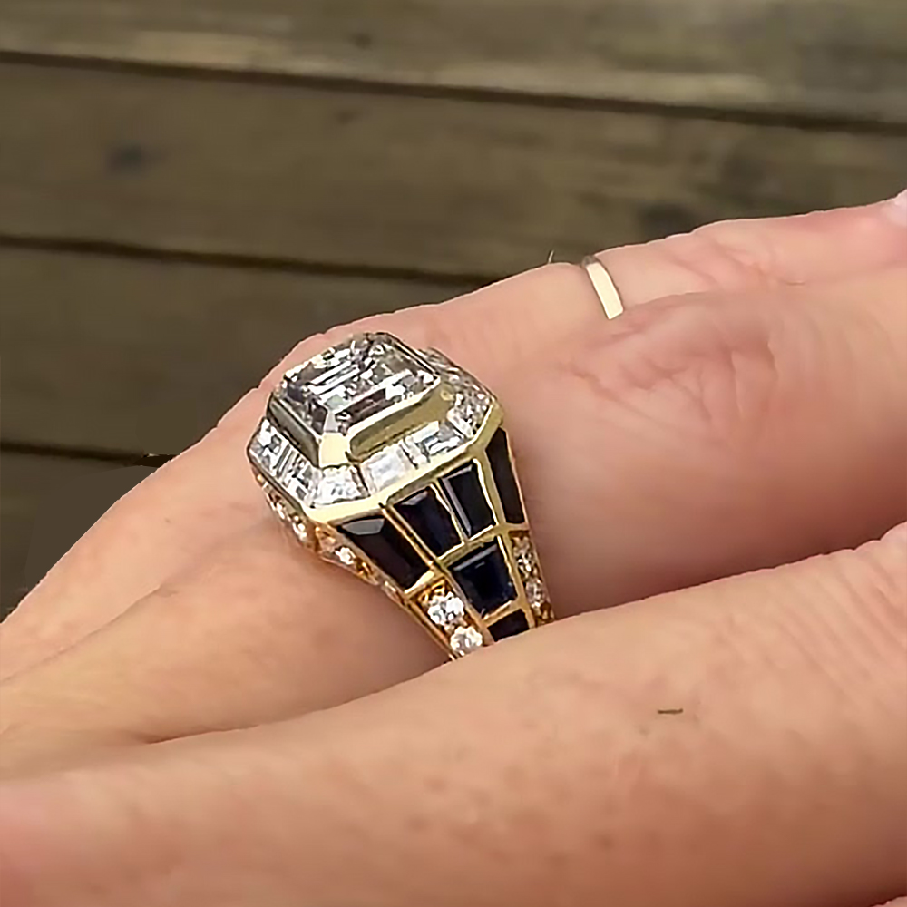 Emerald Cut White Sapphire Engagement Ring