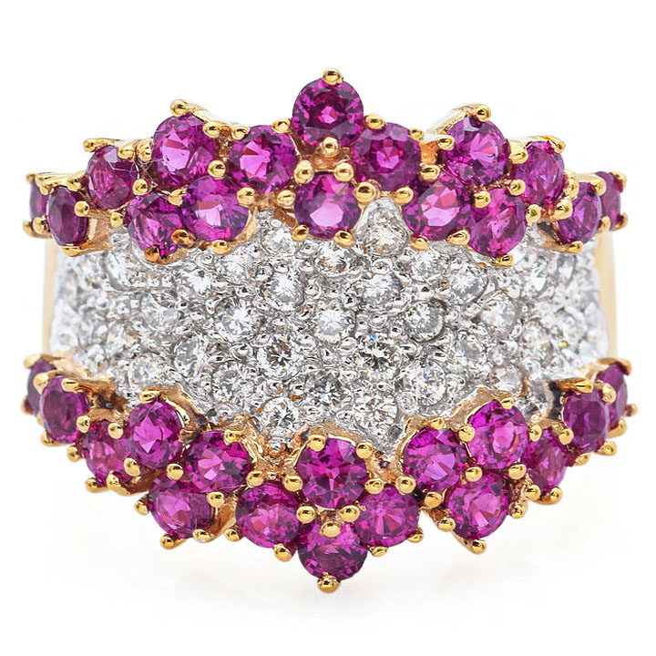 6.85ct Round Cut Ruby&White Sapphire Eternity Ring