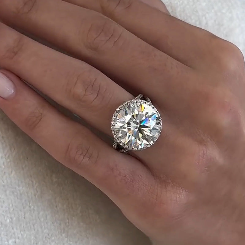 10ct Round Cut Split Shank Engagement Ring