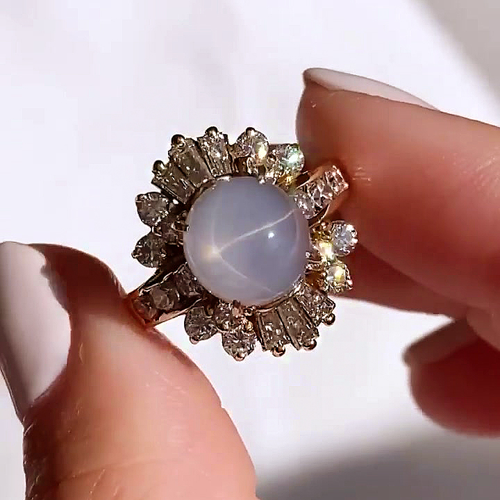 6ct Round Cut Opal Sapphire Engagement Ring