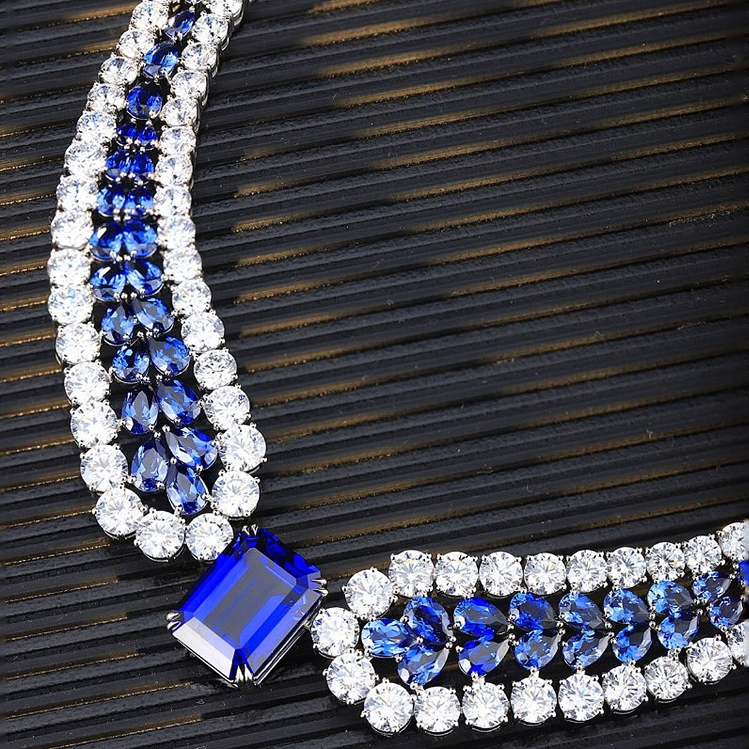 Luxury Sapphire Choker Necklace For Women
