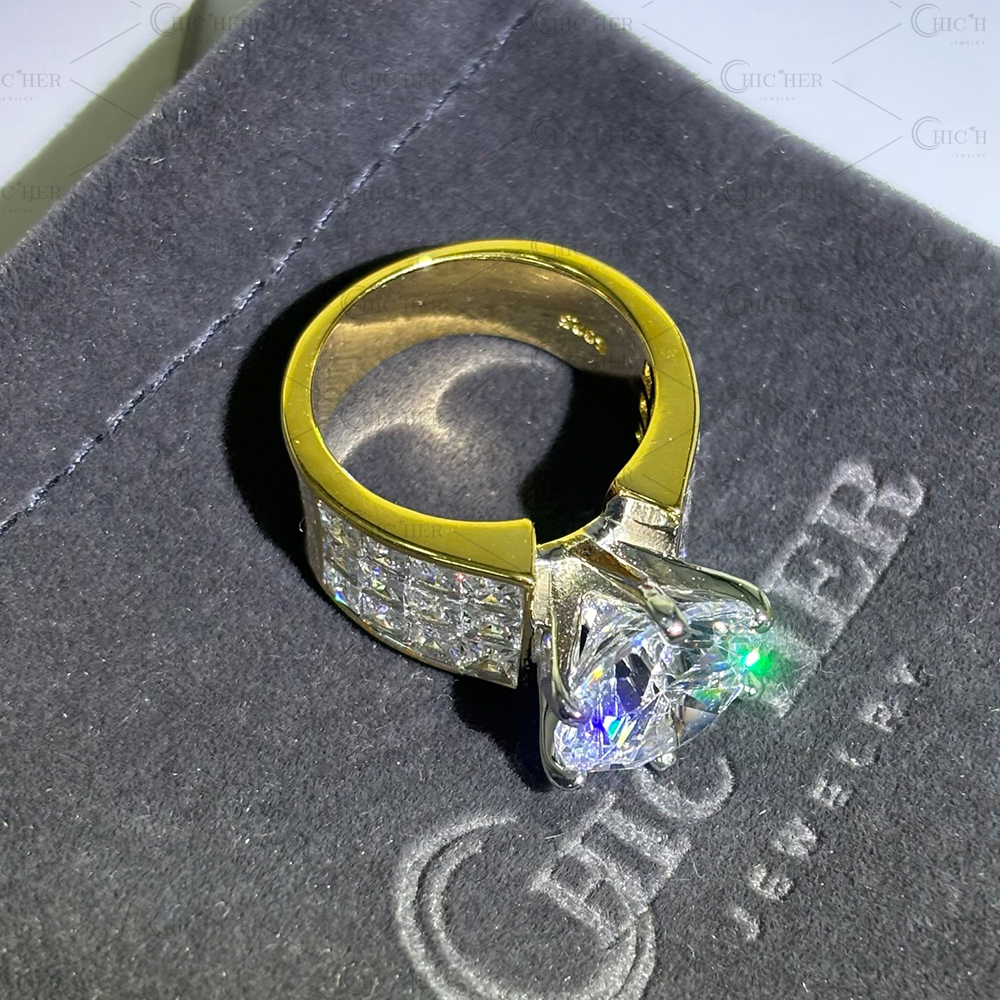 Invisible Setting 3ct Round Cut White Sapphire Engagement Ring