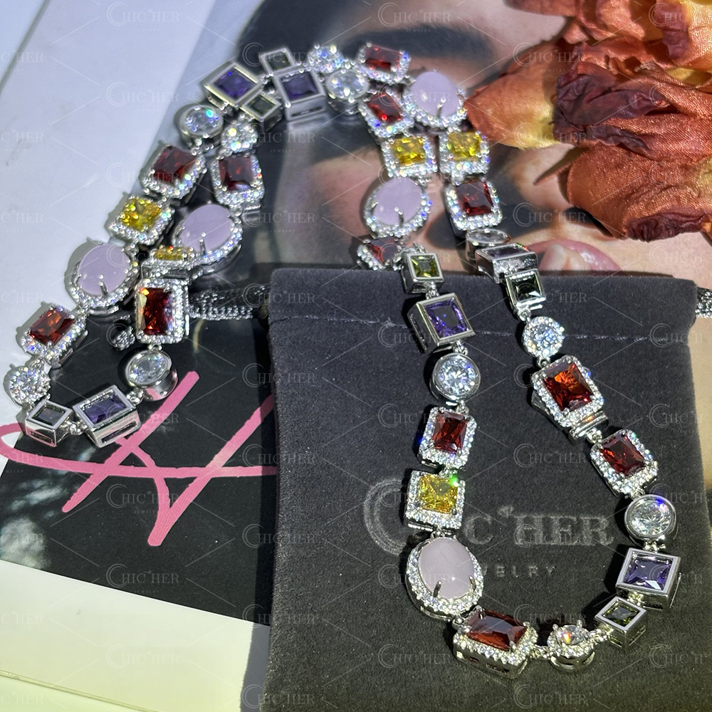 Mulit-Cut Opal&Rainbow Sapphire Men Necklace