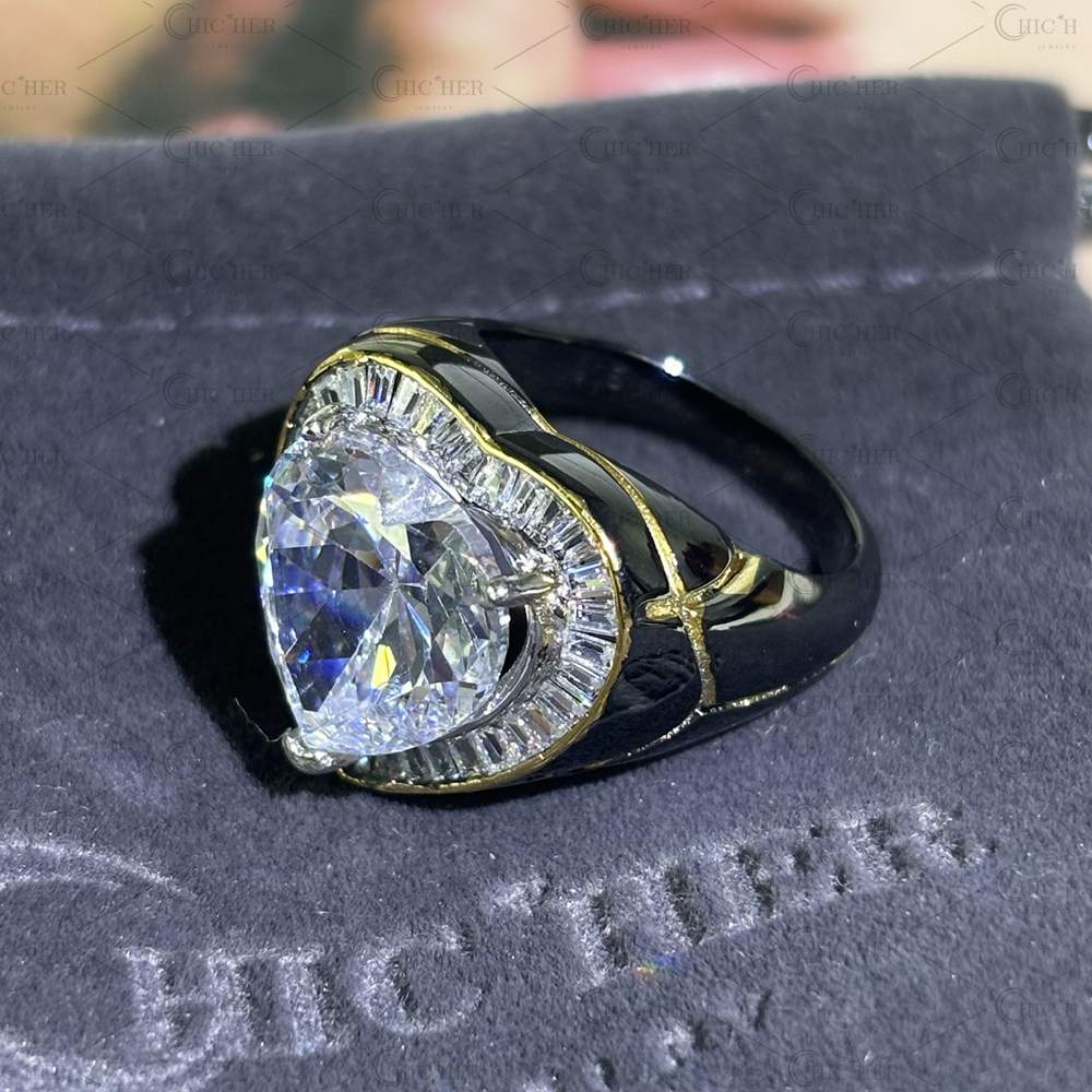 5ct Heart Cut White Sapphire Engagement Ring