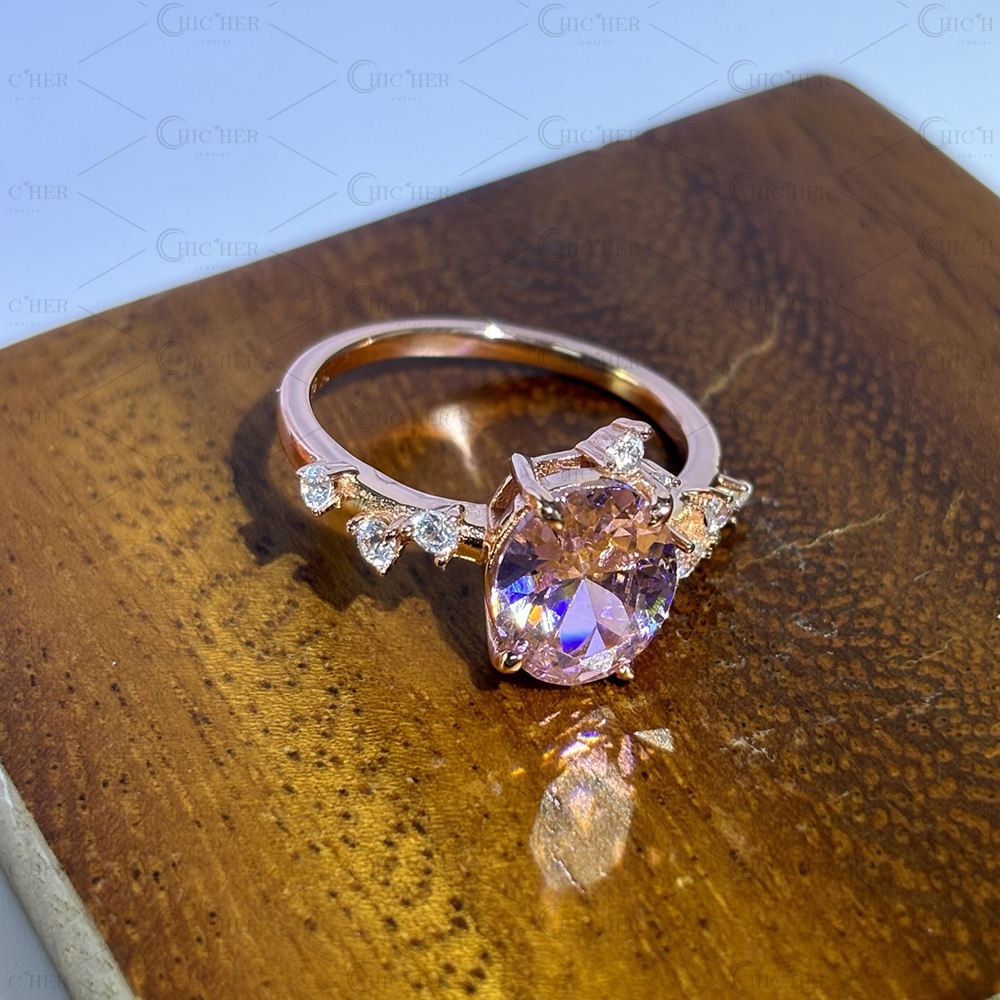 3ct Oval Cut Pink Sapphire Engagement Ring
