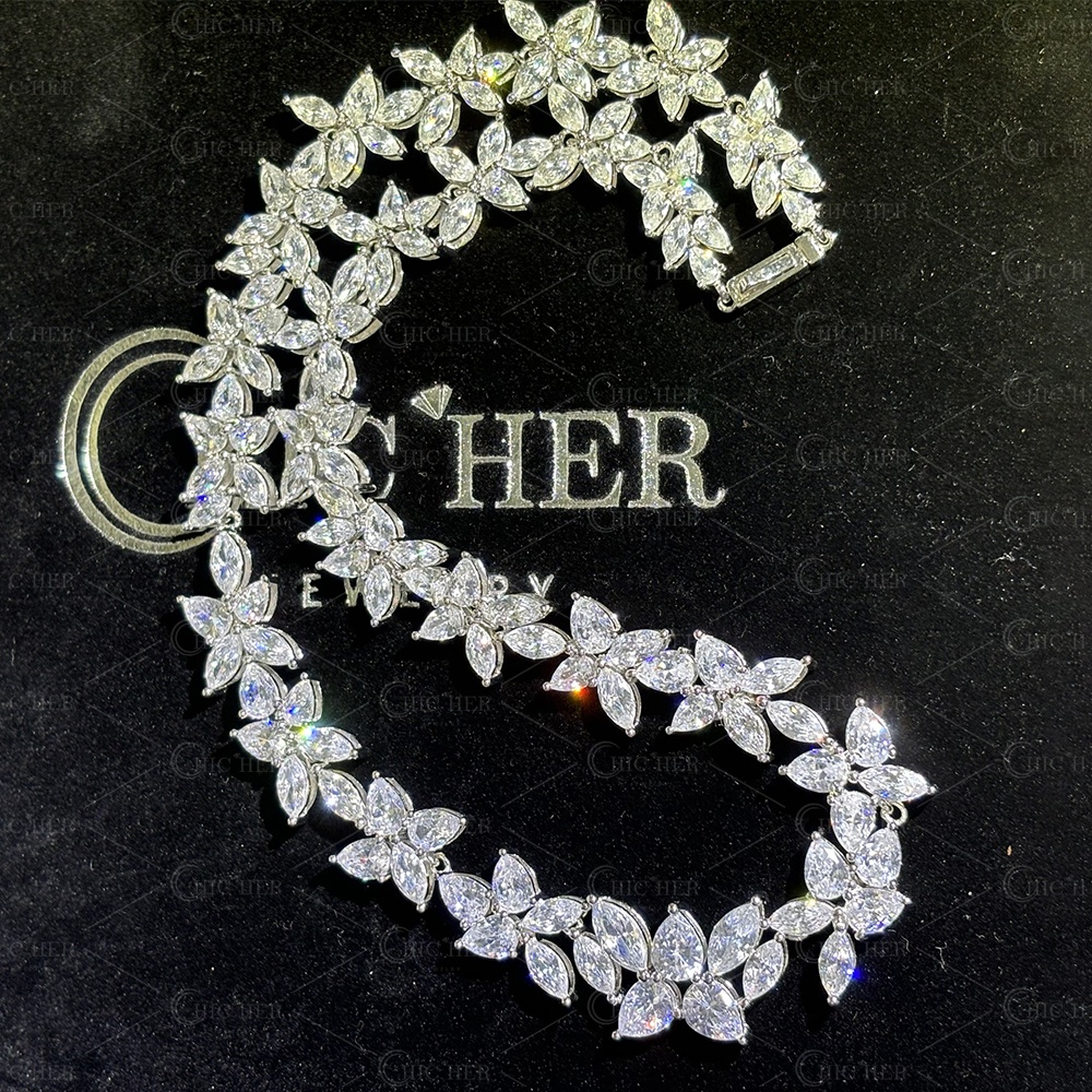 Marquise&Pear Cut White Sapphire Necklace