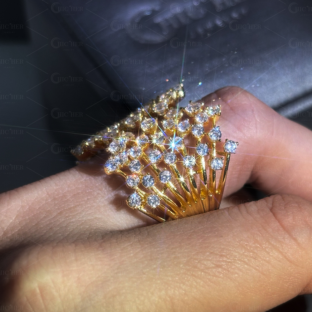 Branch Design 2.9ct Round Cut White Sapphire Open Band