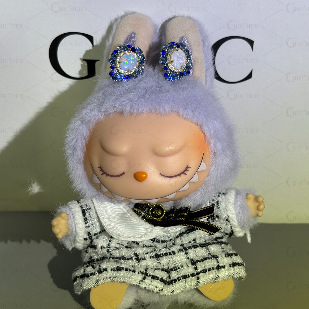 Oval Cut Opal Sapphire Stud Earrings