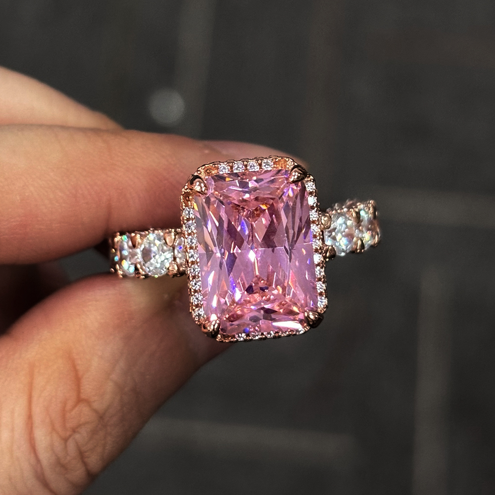 6ct Stunning Cushion Cut Pink Sapphire Ring
