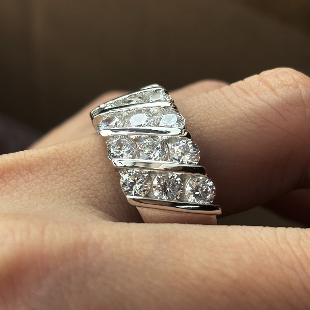 7.5ct Channel Setting  Round Cut White Sapphire Eternity Ring