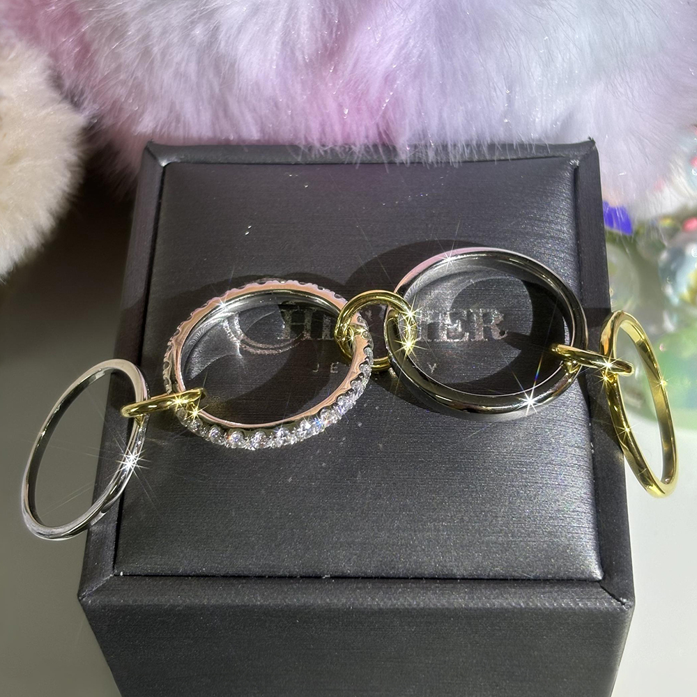 1.05ct Round Cut White Sapphire Stacking Rings