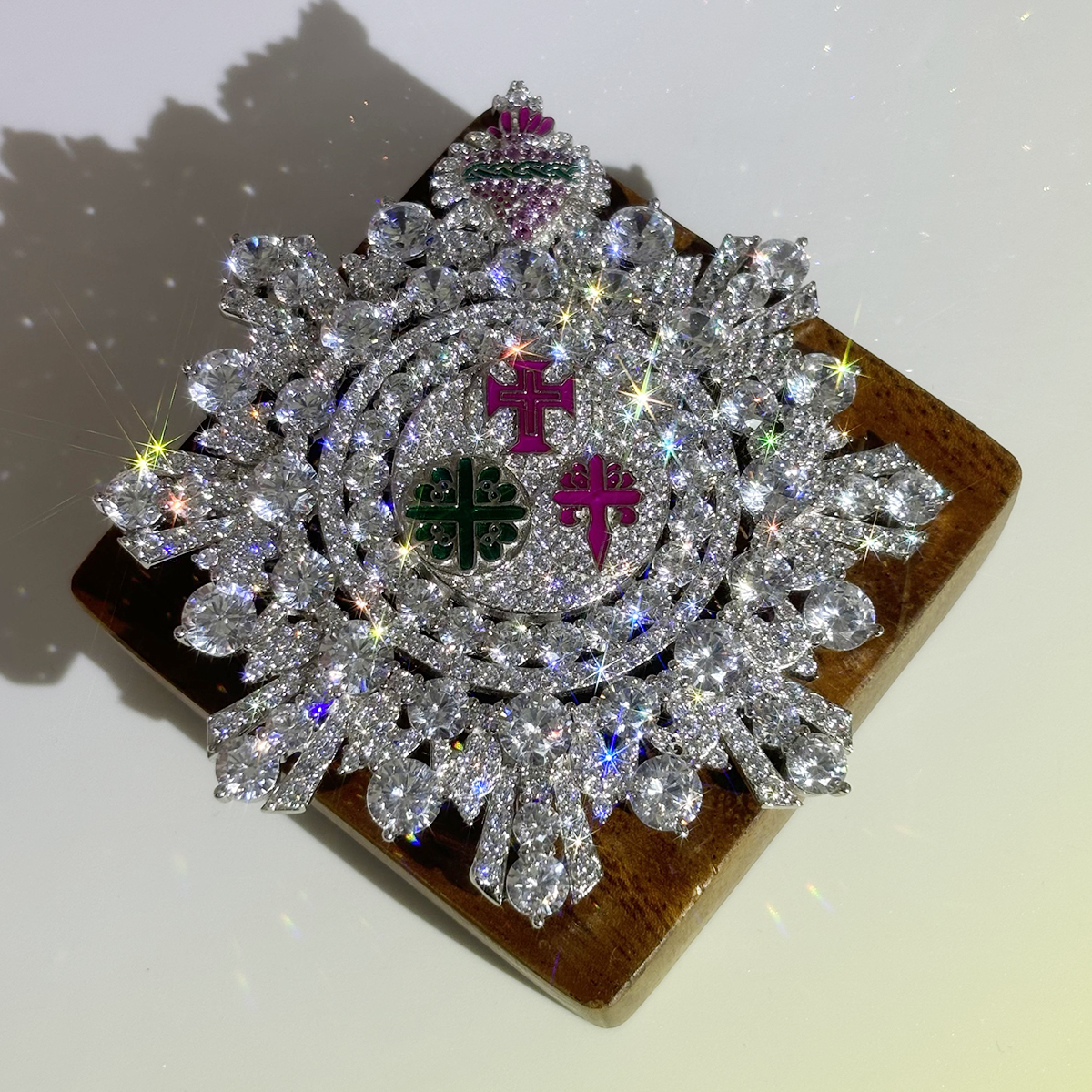 Art Deco Multi-Cut White Sapphire Brooch