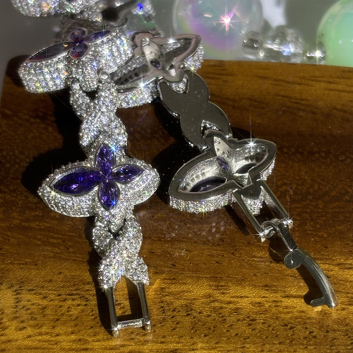 Marquise Cut Amethyst Sapphire Chain Bracelet For Men