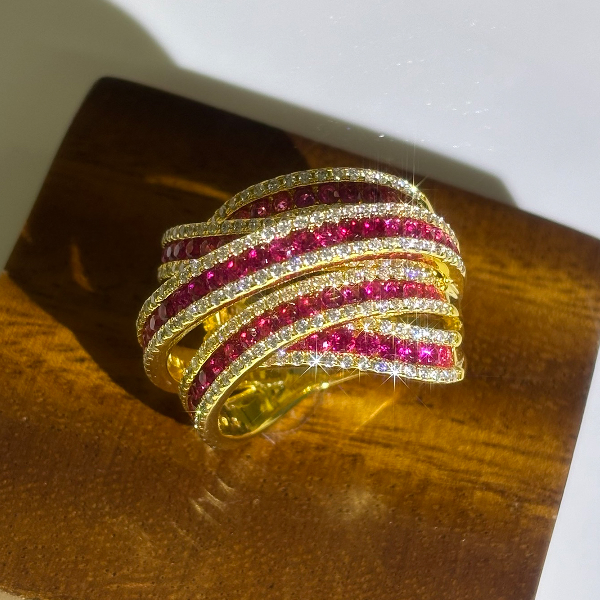 4.35ct Bypass Design Ruby Eternity Ring