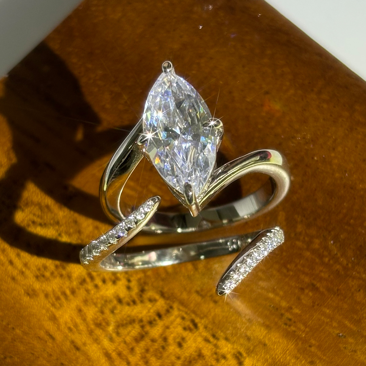 3ct Marquise Cut White Sapphire Stackable Ring