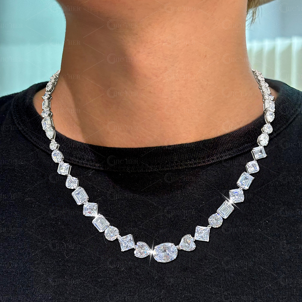 Multi-Cut White Sapphire Men's Necklace