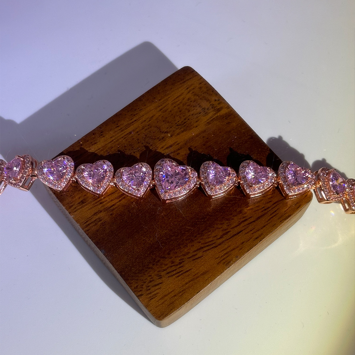 Diamond Heart Bracelet Rose Gold Pave Jewelry for Men