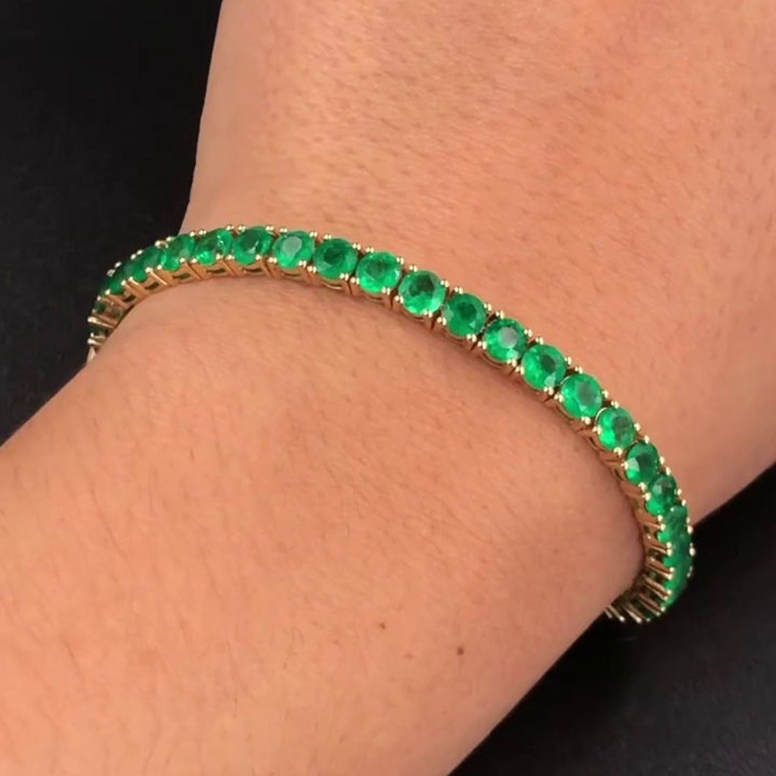 Round Cut Emerald Sapphire Tennis Chain Bracelet