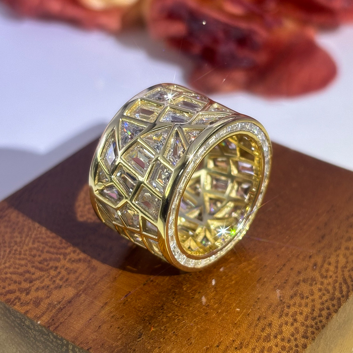 4.8ct Irregular Cut  White Sapphire Band for Men