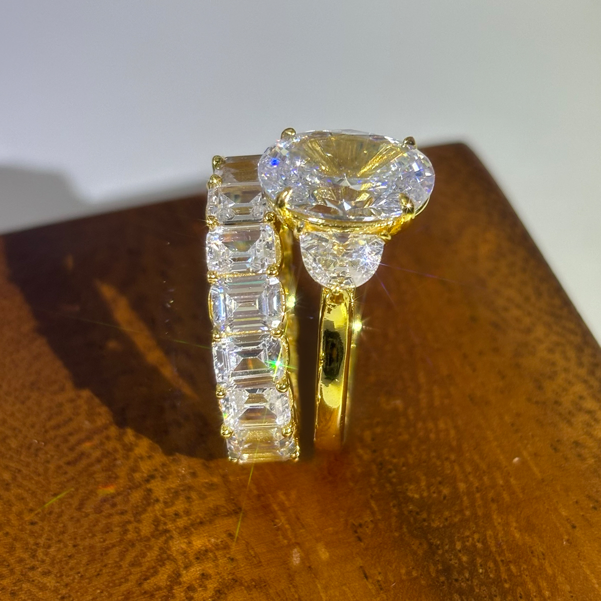 4ct Oval Cut White Sapphire Wedding Set / 2pcs