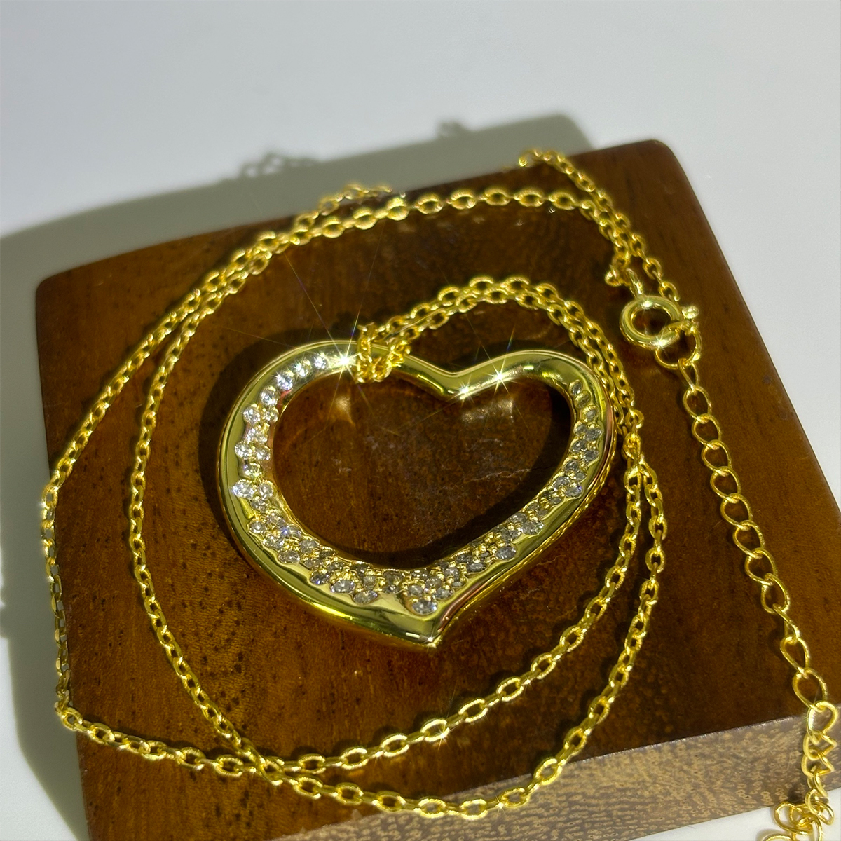 Scattered White Sapphire Heart Pendant Necklace