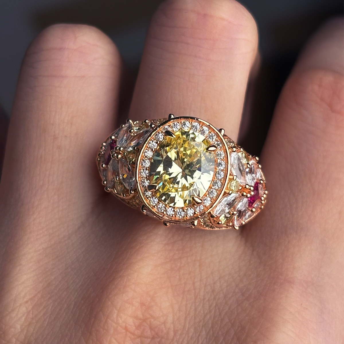 4ct Oval Cut Yellow Sapphire Engagement Ring