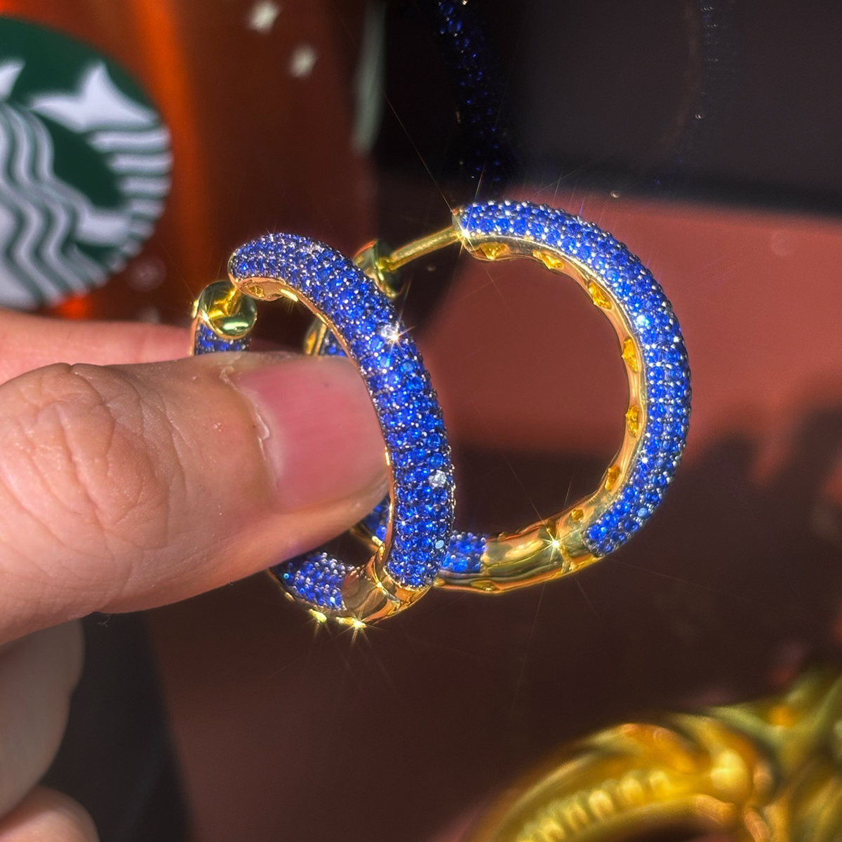 Round Cut Blue Sapphire Earrings